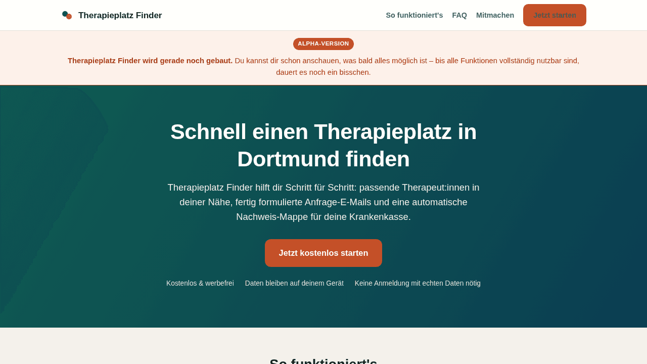 Ansicht von Therapieplatz Finder